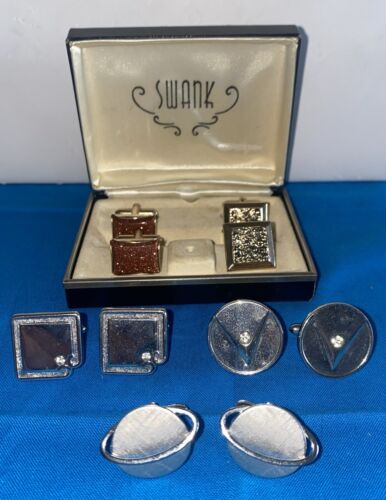 Lot Of 5  Pairs Of Mens Vintage Cufflinks, Goldst… - image 1