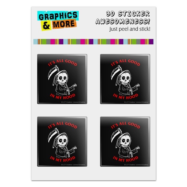 It S All Good In My Hood Grim Reaper Computer Case Modding Badge Stickers Set Ebay