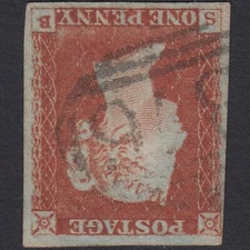 V38_26 GB QV 1841 1d RED-BROWN PLATE 62 SG8-B1(1) WMK INVERTED SB FU 4 MARGINS