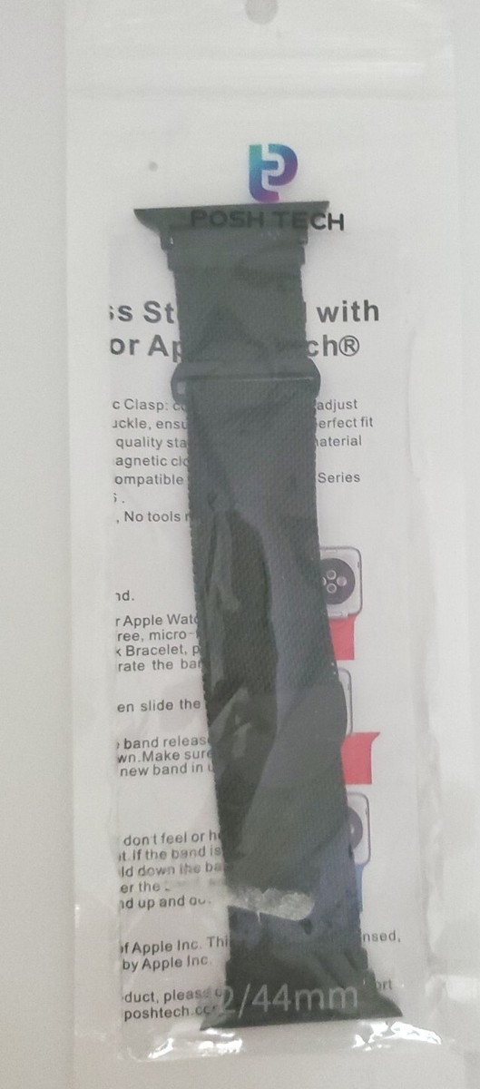 POSH TECH Apple Watch Black Stainless Steel Replacement Band