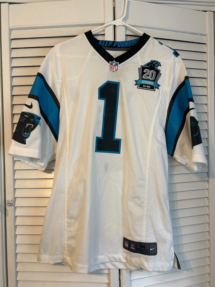 Camiseta de futebol Cam Newton autografada Carolina Panthers fanáticos autêntica - Imagem 2 de 2