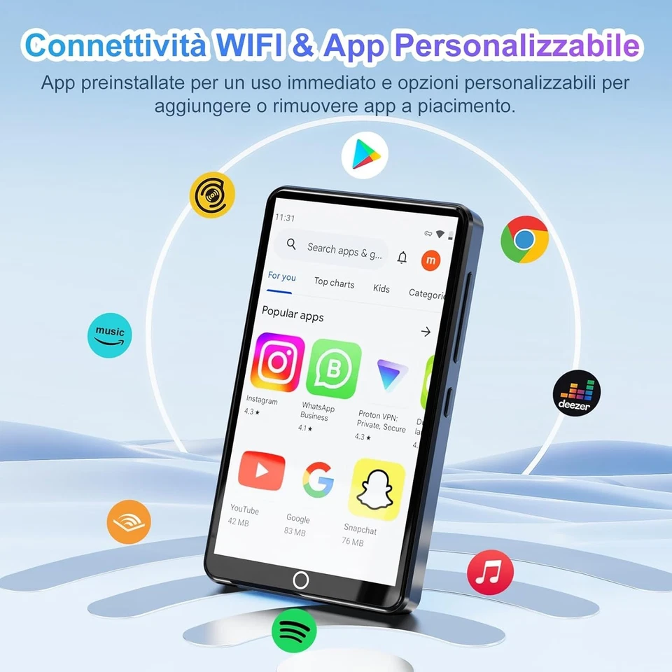 Lettore MP3 da 80 GB con Bluetooth e WiFi joliker Mp3 e Mp4 Musicale Lettore - Immagine 2 di 4