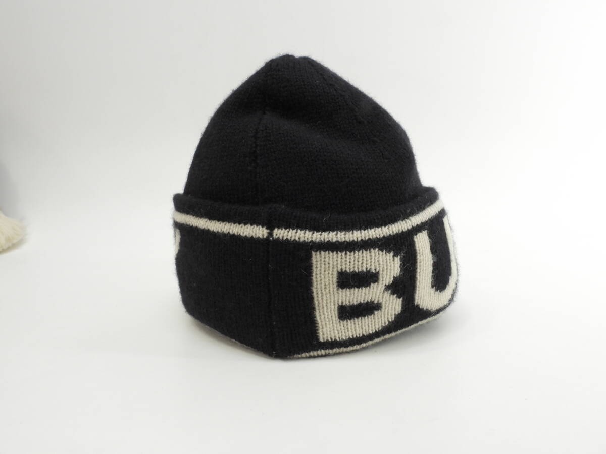 Burberry Knit Hat 100% Cashmere Black & White Head Warmer