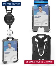 Retractable Badge Holder with Carabiner Clip, Heavy Duty Badge Reel Keychain, ID