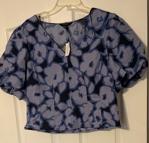 NWT  Banana Republic Women's Puff sleeves Blouse Size 12 Side ZIP Multi Colored