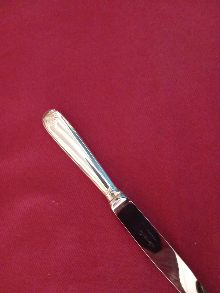 1 Coltelli Da Tavola In Metallo Argentato Christofle Conchiglia Vendôme - Immagine 2 di 4