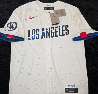 #ad 51022 LOS ANGELES DODGERS City Connect 100% Real Baseball JERSEY Ivory NWT $59.99