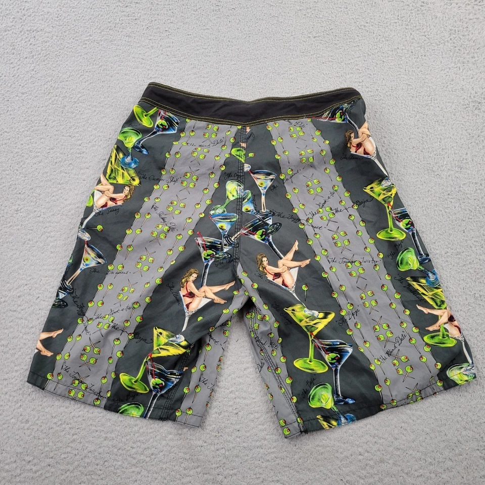 Pantalones cortos oxidados de colección para hombre 31 natación Martini vidrio bebida alcohólica fiesta Miami Foto 2 de 4