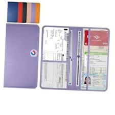 Car Registration and Insurance Card Holder - PU Car Glove Box Document Purple