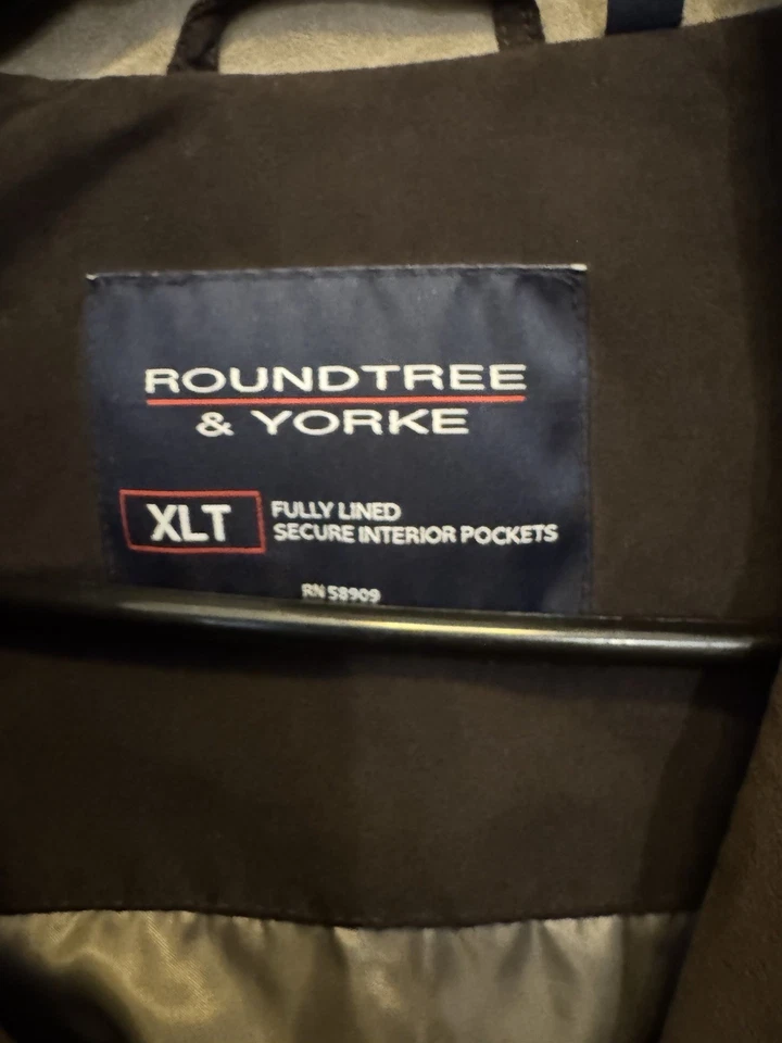 Chaqueta de Granero Roundtree & Yorke Hombres XLT Marrón Completamente Forrada Bolsillo Cremallera Completa Abrigo Foto 4 de 4