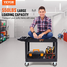 Utility Service Cart, Ergonomic Storage Handle for Warehouse/Garage/Cleaning