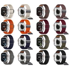 For iWatch Series 10 9 8 7 6 5 4 3 2 38-49mm Elastic Nylon Band Magnetic Strap