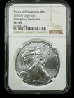 2020(P) Struck At PHILADELPHIA $1 Silver Eagle .999 FINE NGC MS 69 EP #7324