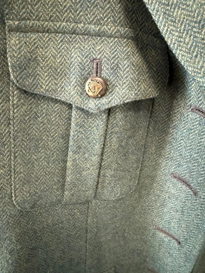 Blazer Vintage Años 90 Ralph Lauren Ecuestre Verde Tweed Sencillo Talla 6 Foto 3 de 4