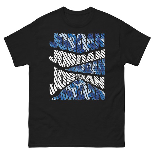 Diagonal Jordan Camo Pattern Blue Camouflage T-Shirt - Picture 4 of 15