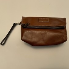 Patricia Nash Valerie Tan Brown Leather Fold Over Clutch Wristlet