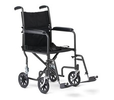 Medline Durable Folding Steel Transport Wheelchair with Swing-Away Footrests,...