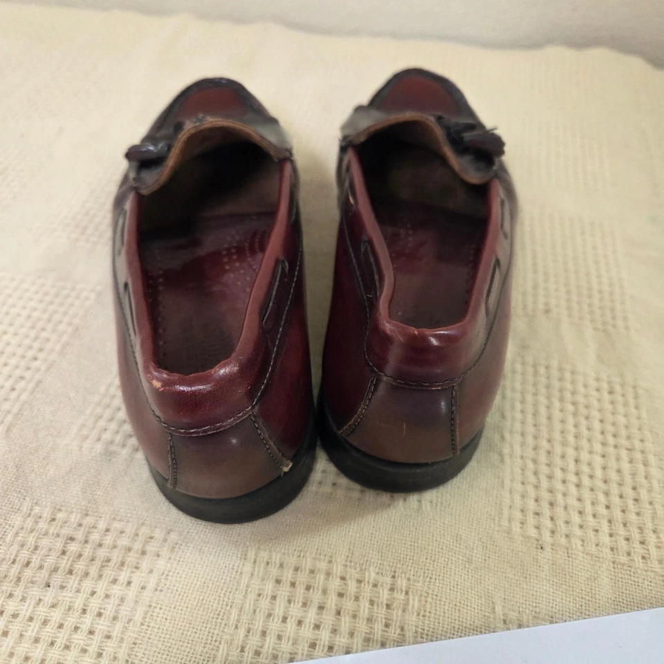 GH Bass Weejuns Burgundy Leather Tassel Loafers Womens Size 9 Made USA - Image 3 of 4