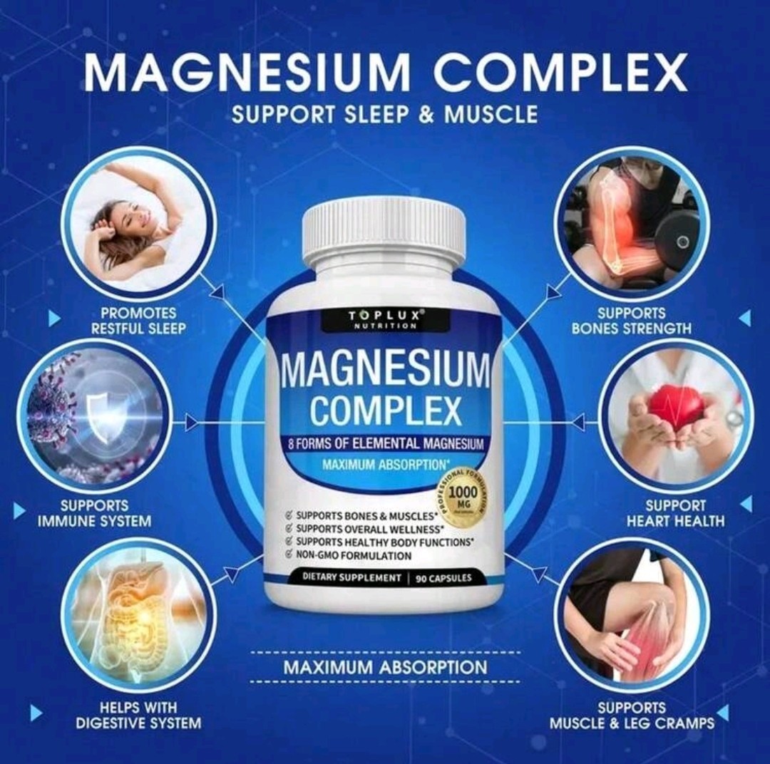 7 Types Magnesium Complex 1000mg Supplement, Supports Sleep, Muscle, 90 Capsules
