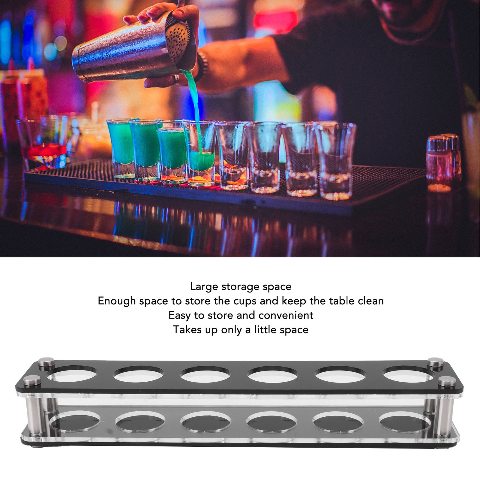 1X6 6 Head Combination Cup Holder Wine Bottle Display Holder Acrylic Impact BAJ