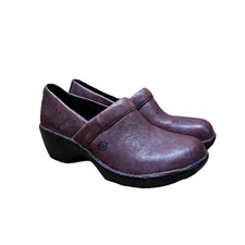 Born Toby Clogs Womens Size 9 Burgundy Leather Comfort Nursing Slip On Shoes New