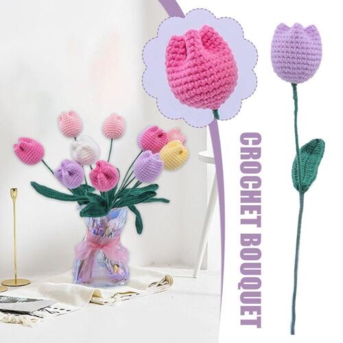 Knitted Simulated Flower Handmade 3D Flower Ornament DIY Crochet Flower - Afbeelding 1 van 12