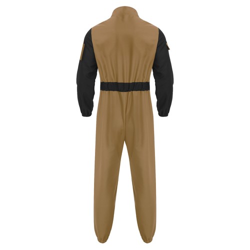 Mens Race Car Driver Contrast Color Front Zipper Long Sleeve Jumpsuit Costume - Picture 54 of 69