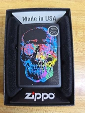 Zippo SKULL Black Matte Windproof Lighter 28042 **NEW**