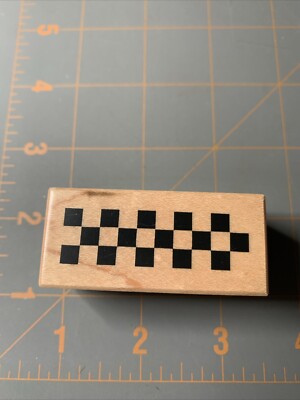 PSX- Wood Rubber Stamp Checkerboard Checker Vans Border Gradient