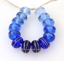 2 TRANSPARENT BLUE  with Fine Silver Wire- Lampwork Glass Beads - taneres