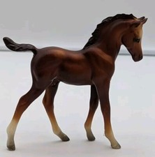 Vintage Plastic Horse Figure Arabian Foal Breyer Brown Standing 4โ USA Made VGC