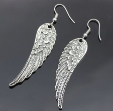 Silver Feather Angel Wing Earrings .925 Sterling Silver