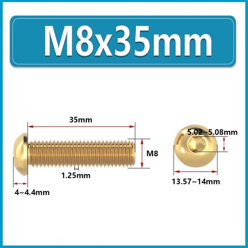 M3 M4 M5 M6 M8 M10 M12 Brass Button Head Screws Hex Allen Key Socket Bolts - Picture 54 of 74
