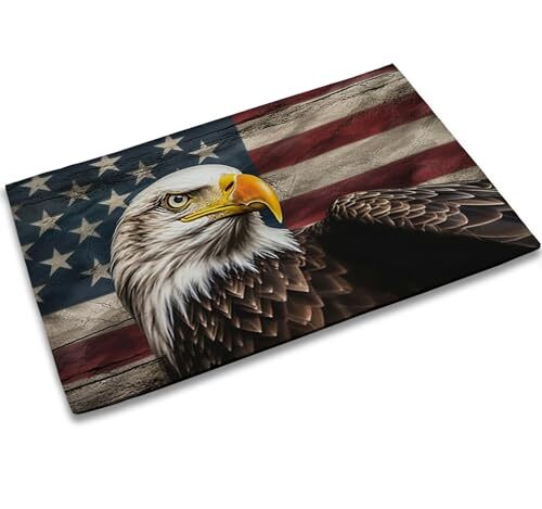 Patriotic Entrance Door Mat, American Flag 17X30INCH American Flag With Eagle