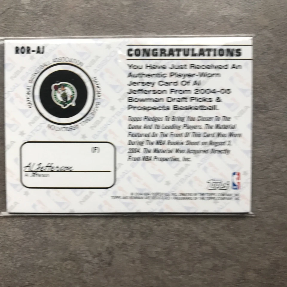 AL JEFFERSON 2004-05 BOWMAN ROOKIE REGISTRATION #ROR-AJ JERSEY Z1 - Image 4 of 4