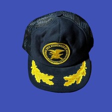 Vintage NRA Snapback Mesh Trucker Hat Gold Leaf National Rifle Association USA