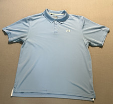 Under Armour Men's Heat Gear Golf Loose Fit Polo Shirt LITE BLUE Casual XL