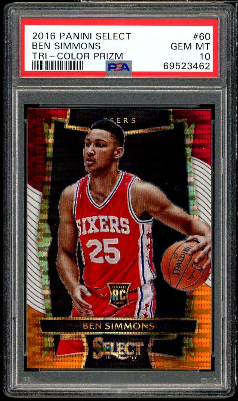 Ben Simmons Rookie Card 2016-17 Panini Select Tri-Color Prizm #60 PSA 10