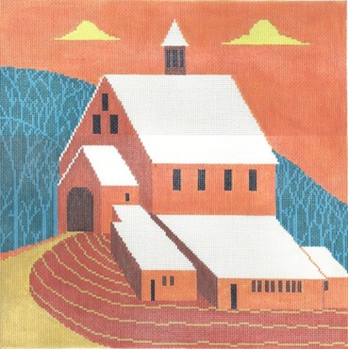 Needlepoint Handpainted Cooper Oaks Mr Pidgeons Barn 14x14