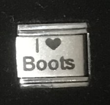 I Heart Love Boots Laser Italian Charm Link 9MM K18