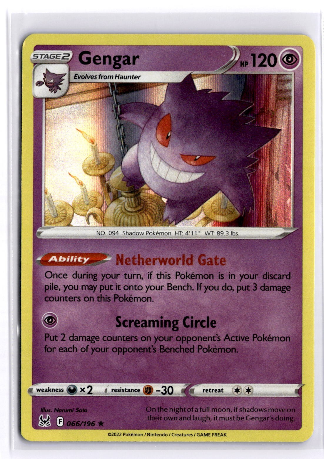 Gengar 66/196 Lost Origin Holo Rare Pokemon Card Pokémon TCG 066/196