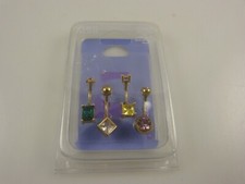 4 belly button ring, piercing, body jewelry crystal green purple navel naval