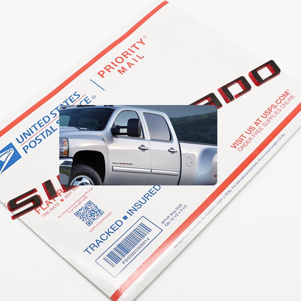 Black Red Emblem Badge Letter Adhesive Left Right Nameplate for Silverado