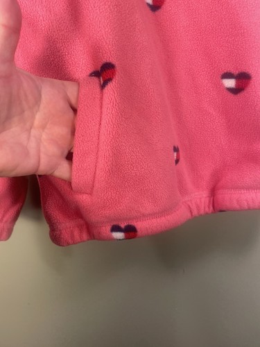Tommy Hilfiger Niñas Talla 7 Rosa Difuso con Corazones Pull Over Chaqueta Sudadera con Capucha - Imagen 2 de 7