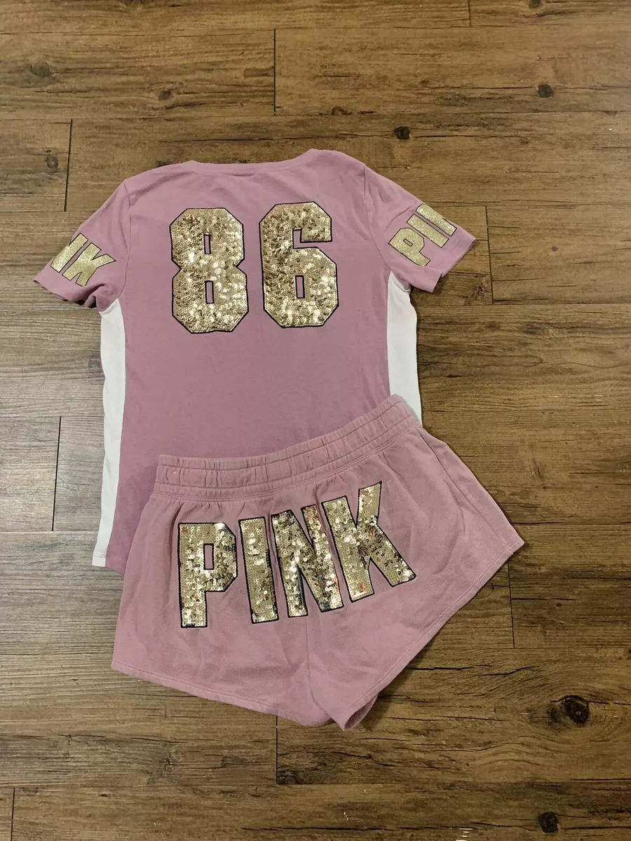 Victoria’s Secret Pink Bling 86 Tee/ Retro shorts M