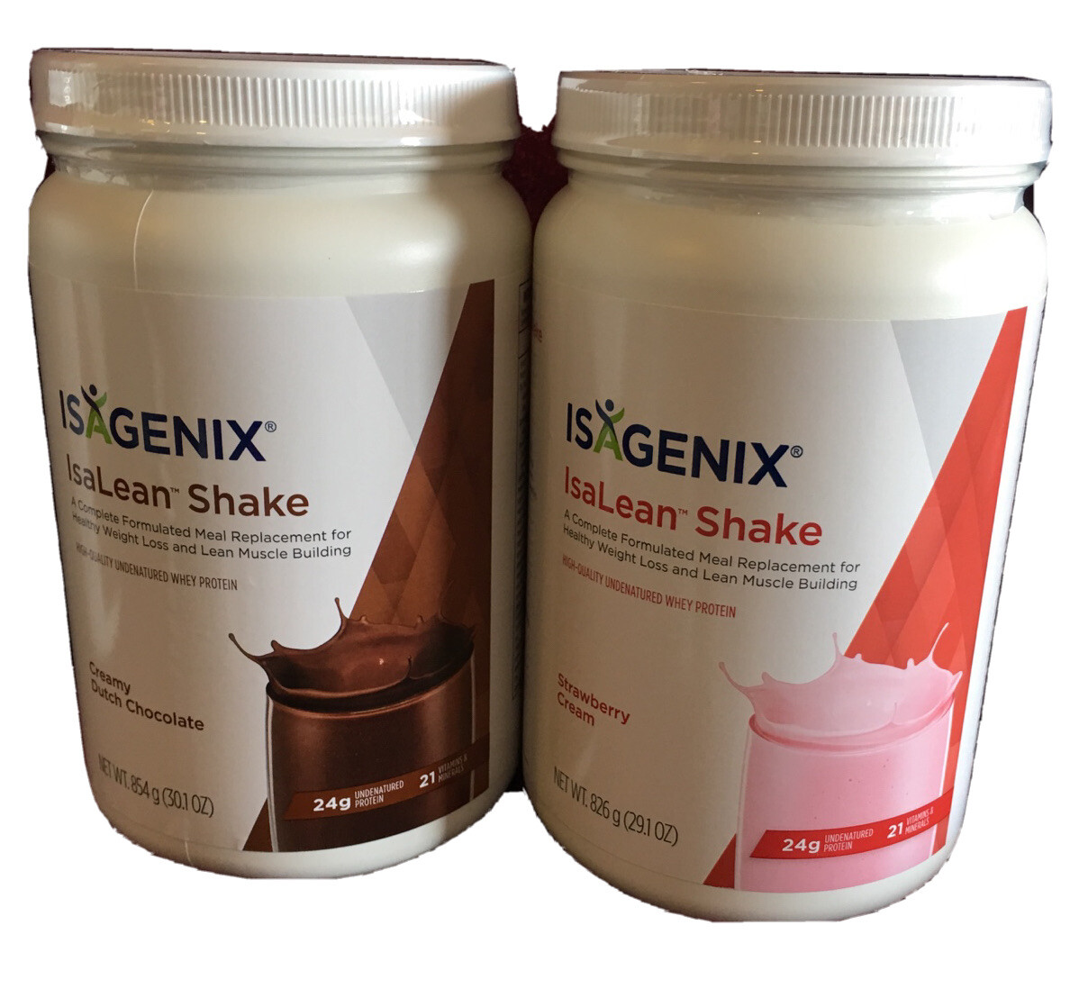2x Isagenix Vanilla & Strawberry Isalean Protein Shake Meal Replacement