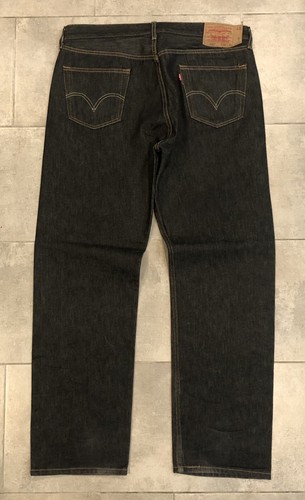 Vintage Y2K Levis 501 xx Black Denim Jeans Tag 38x33 Fly Button Straight Fit 146 - Picture 6 of 12