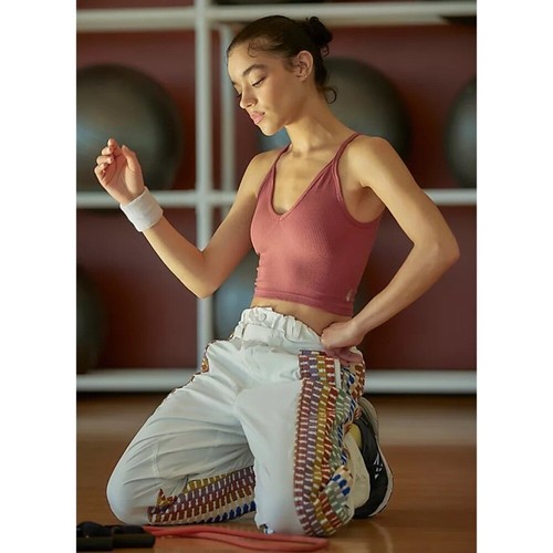 New Free People Movement Cargo Parachute Pants Kaleidoscope Embroidered Large - Picture 5 of 12