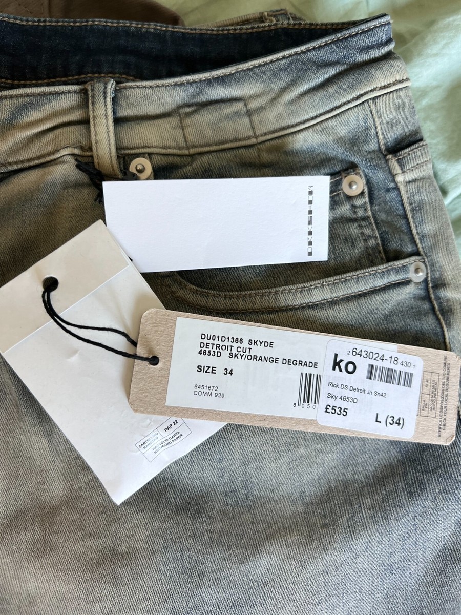Rick Owens DRKSHDW Detroit Cut Jeans - Size 34 - Sky Orange