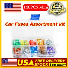 120pcs MINI Blade Fuse Assortment Auto Car Motorcycle SUV FUSES Kit APM ATM